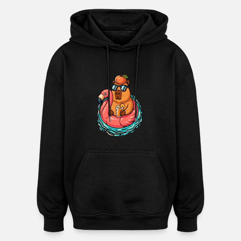 Capybarra pêche d'été - Sweat à capuche oversize unisexe - noir
