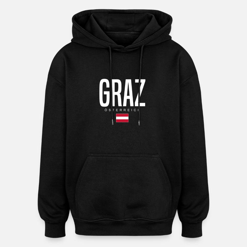 Graz, Autriche - Sweat à capuche oversize unisexe - noir