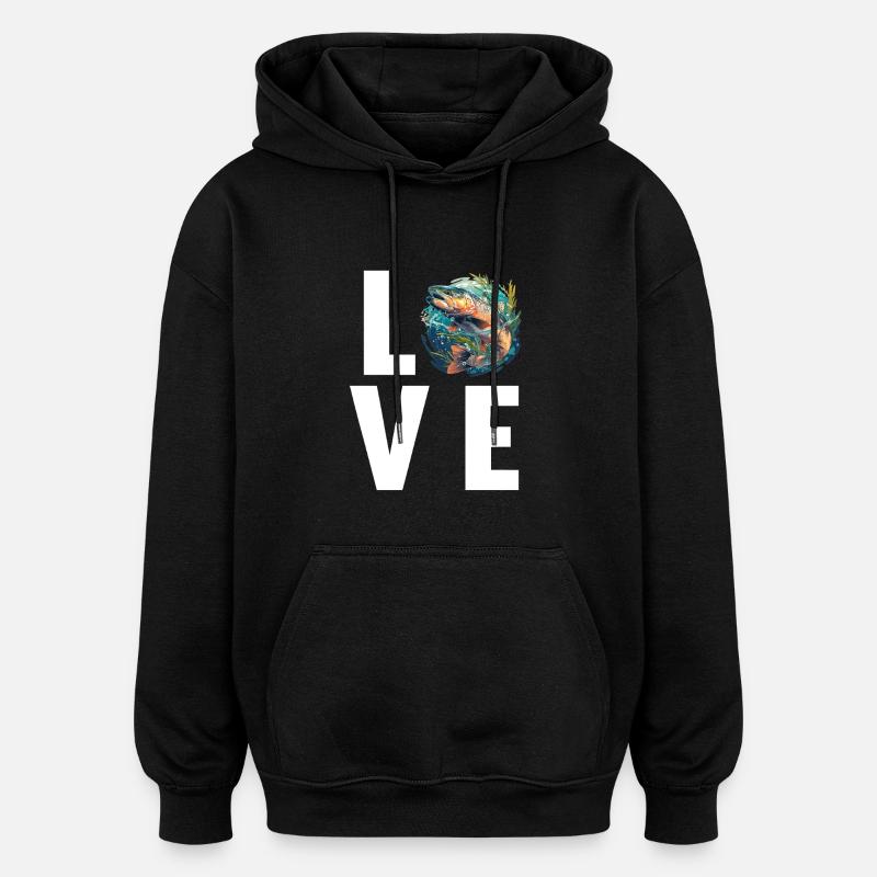 Saumon Saumon - Sweat à capuche oversize unisexe - noir