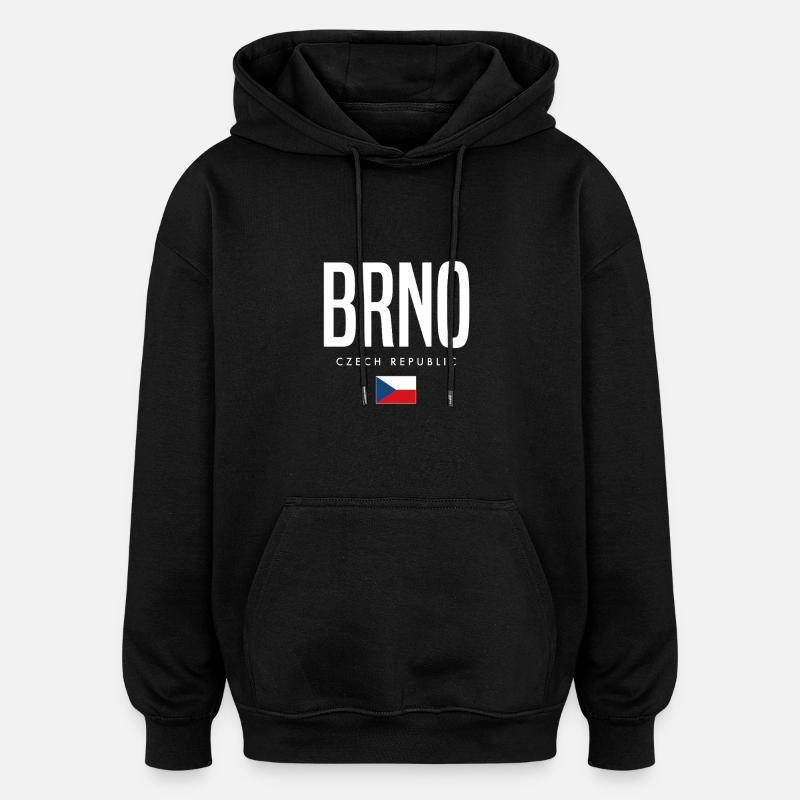 Brno, République tchèque - Sweat à capuche oversize unisexe - noir