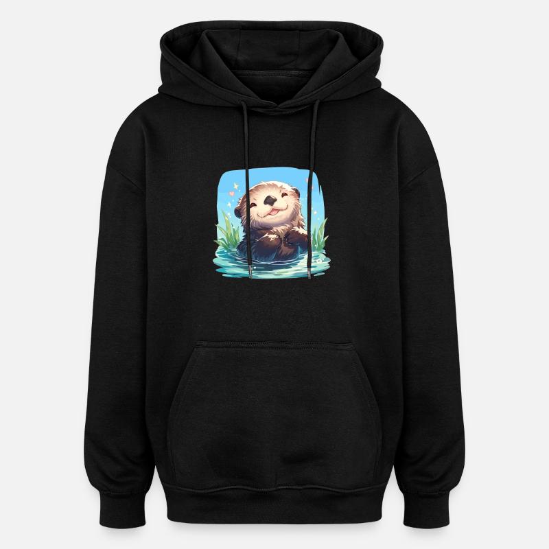 Loutre de mer - Sweat à capuche oversize unisexe - noir