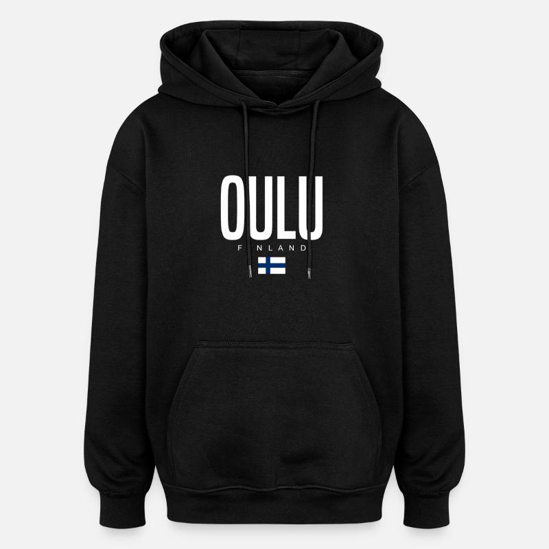 Oulu, Finlande - Sweat à capuche oversize unisexe - noir