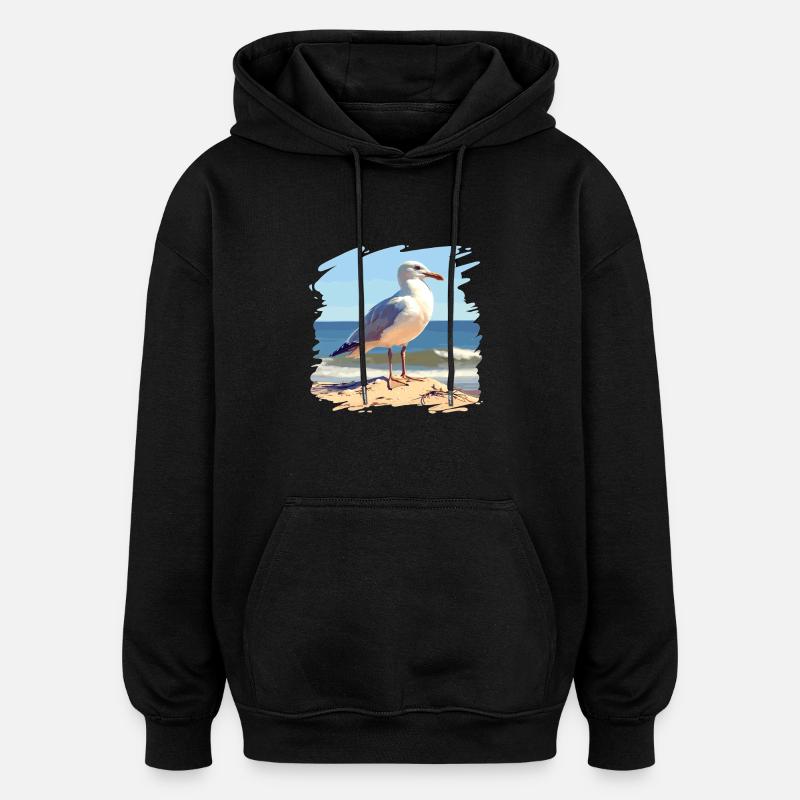 Mouettes Mouette - Sweat à capuche oversize unisexe - noir