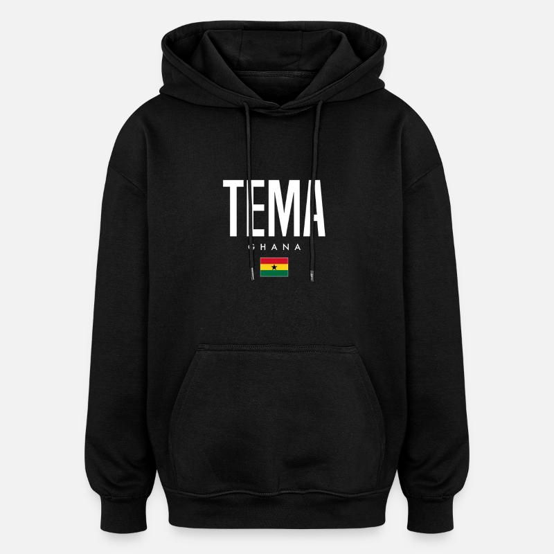 Tema, Ghana - Sweat à capuche oversize unisexe - noir