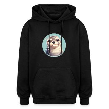 Robben Robbe - Oversized Unisex Hoodie - Schwarz - Vorne - Noah (186cm)