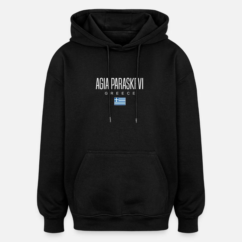 Agia Paraskevi, Grèce - Sweat à capuche oversize unisexe - noir