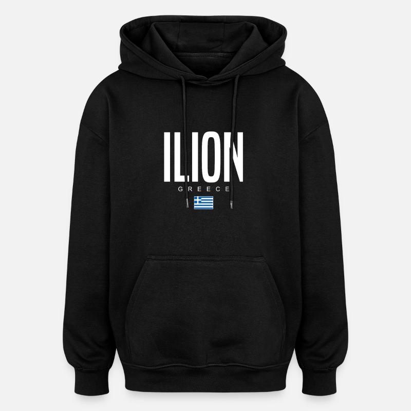 Ilion, Grèce - Sweat à capuche oversize unisexe - noir