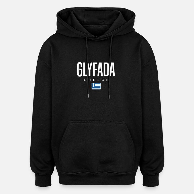 Glyfada, Greece - Oversized Unisex Hoodie - black