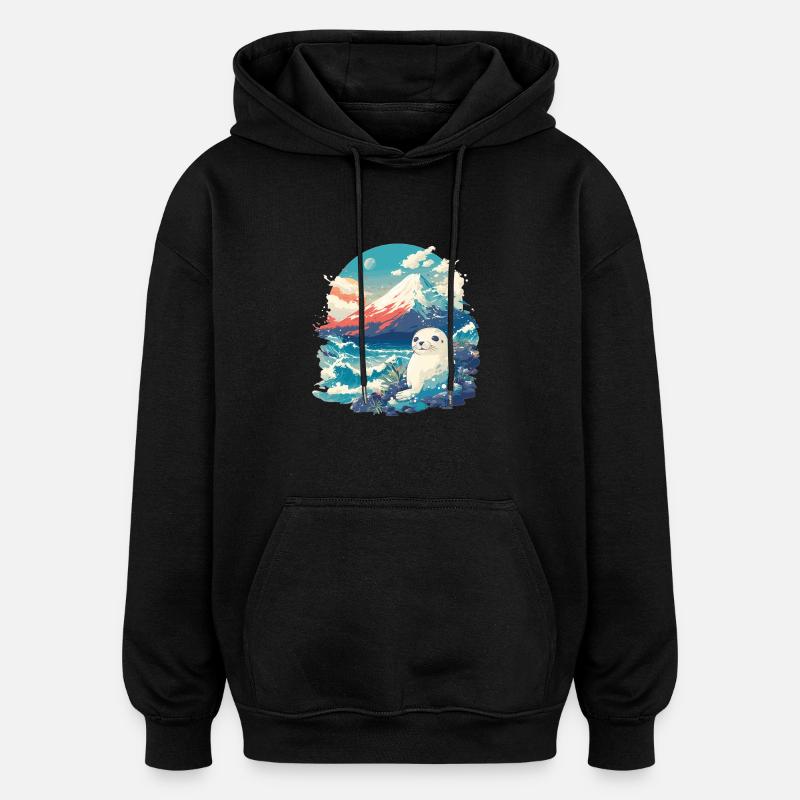 Robben Robbe - Oversized Unisex Hoodie - Schwarz