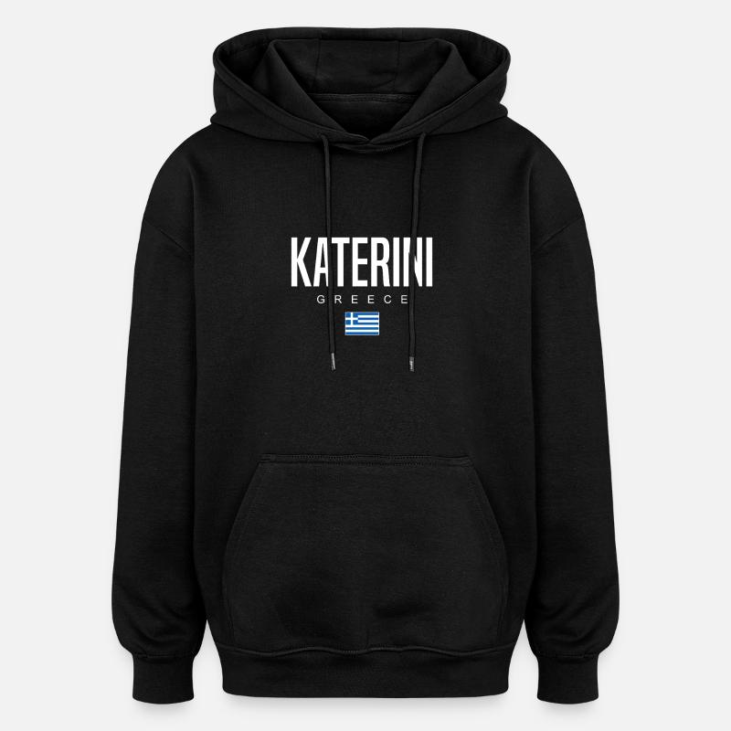 Katerini, Grèce - Sweat à capuche oversize unisexe - noir
