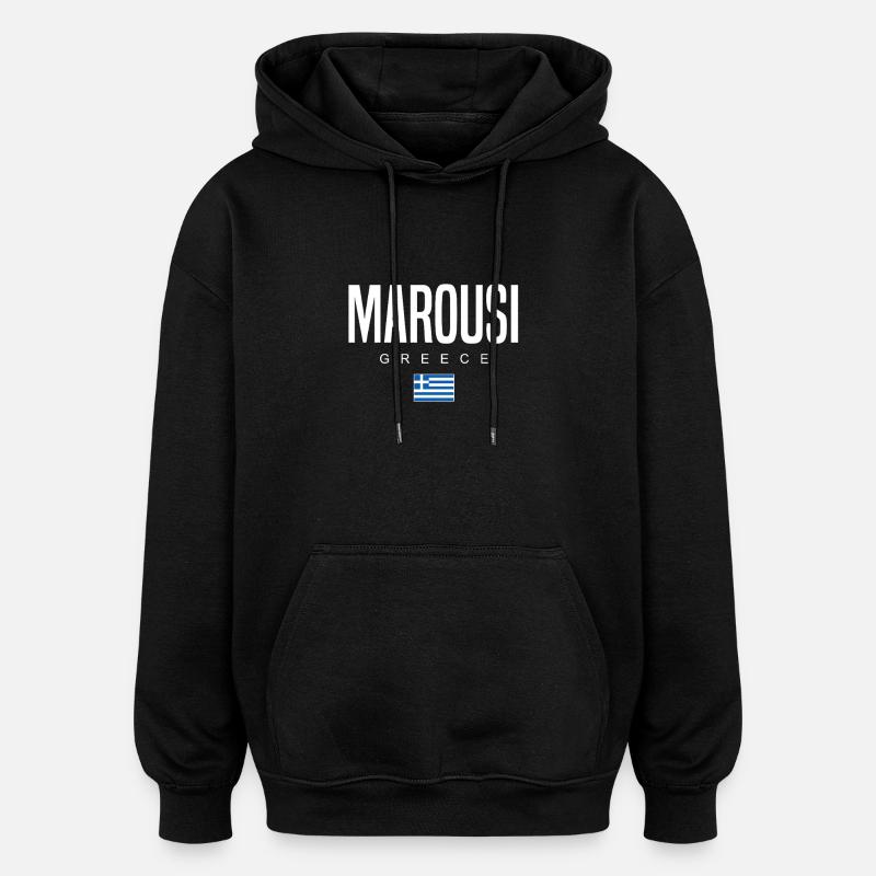 Marousi, Grèce - Sweat à capuche oversize unisexe - noir