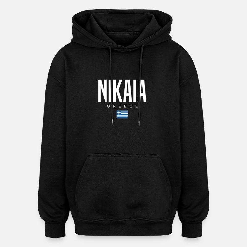 Nikaia, Grèce - Sweat à capuche oversize unisexe - noir