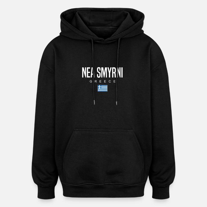 Nea Smyrni, Grèce - Sweat à capuche oversize unisexe - noir