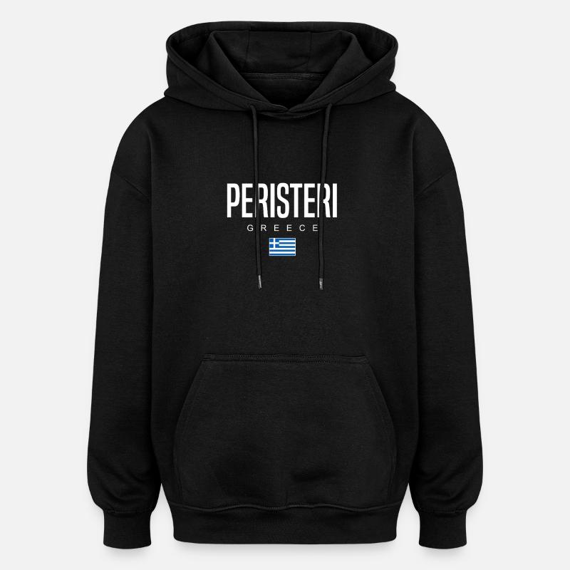 Peristeri, Grèce - Sweat à capuche oversize unisexe - noir