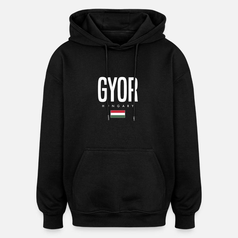 Györ, Hongrie - Sweat à capuche oversize unisexe - noir