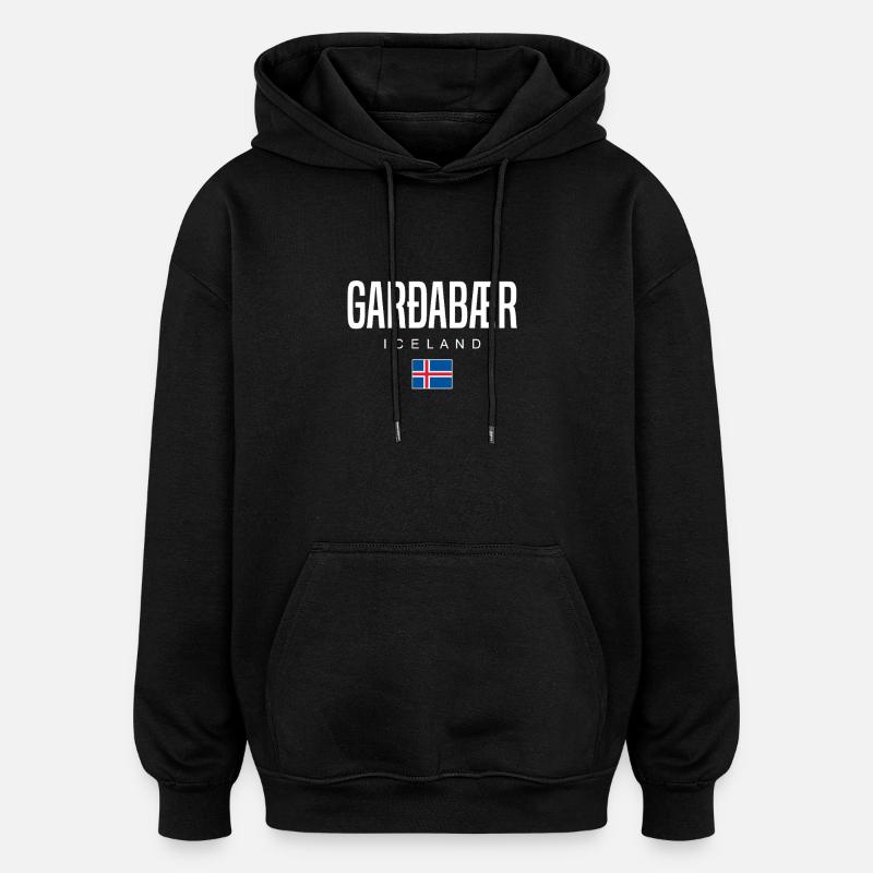 Île de Garðabær - Sweat à capuche oversize unisexe - noir