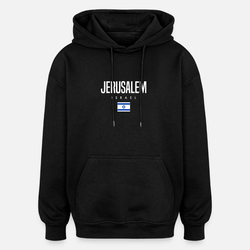Jérusalem, Israël - Sweat à capuche oversize unisexe - noir