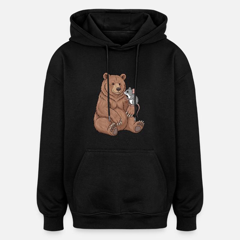 Bär und Maus - Oversized Unisex Hoodie - Schwarz