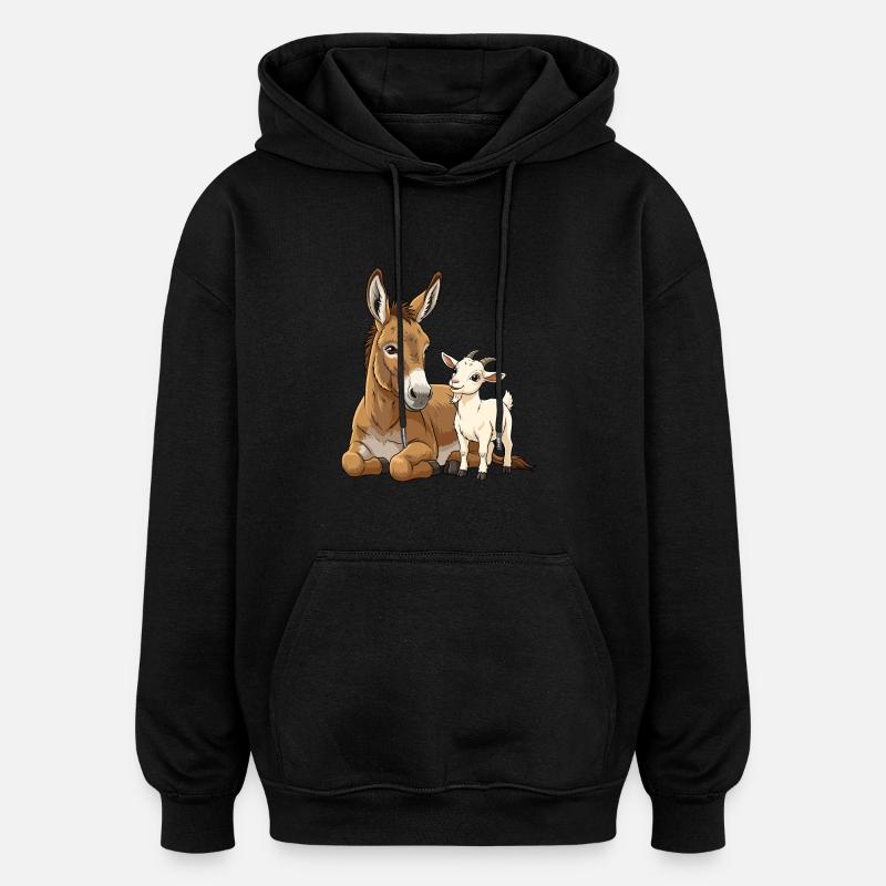 Âne et chèvre - Sweat à capuche oversize unisexe - noir