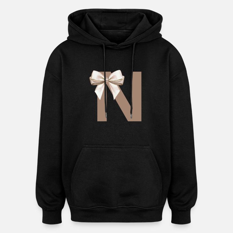 Lettre N Nœud - Sweat à capuche oversize unisexe - noir