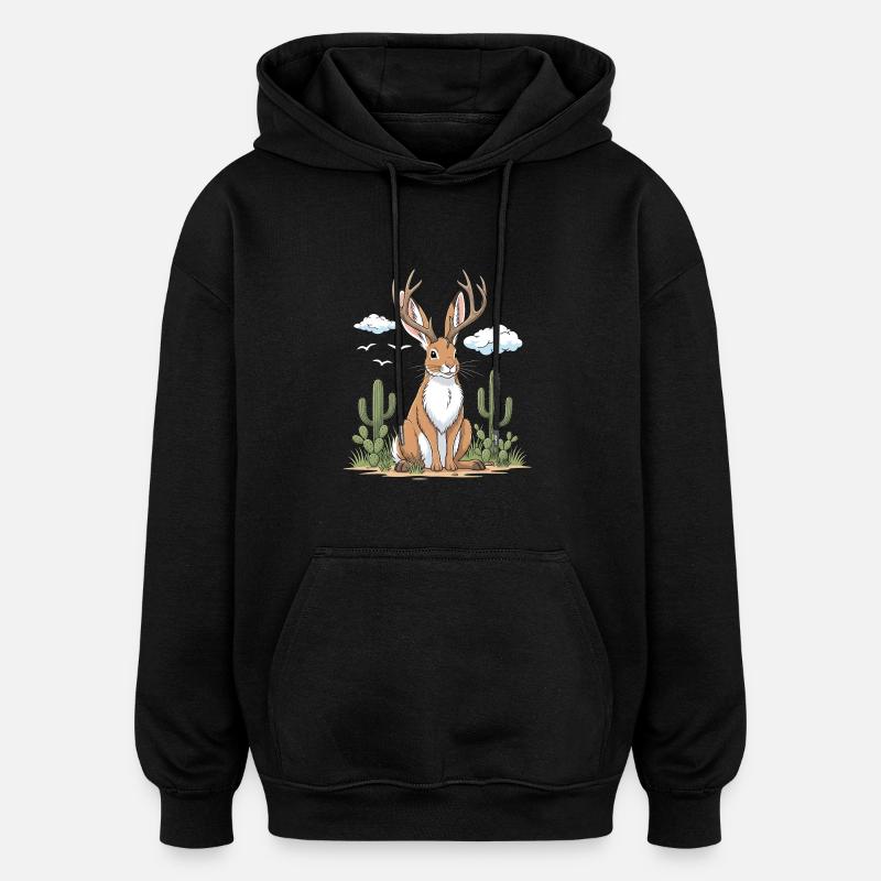 Jackalope Wüste - Oversized Unisex Hoodie - Schwarz