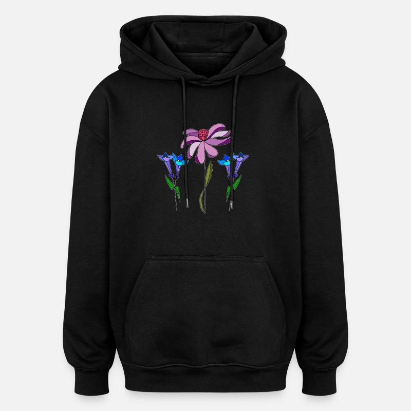 Blumen - Oversized Unisex Hoodie - Schwarz