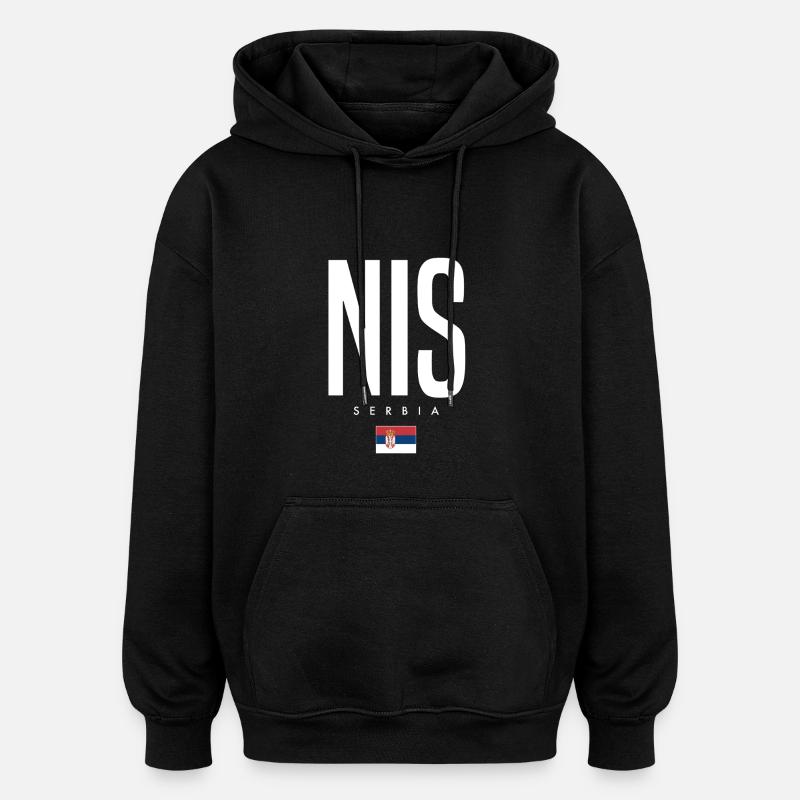 Nis, Serbie - Sweat à capuche oversize unisexe - noir