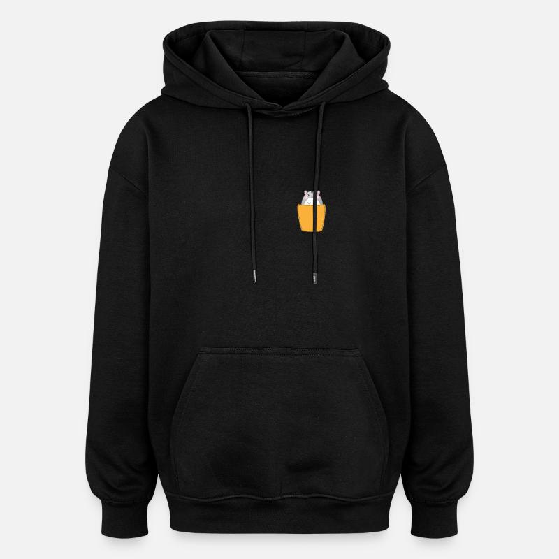 Hamster in Brusttasche - Oversized Unisex Hoodie - Schwarz
