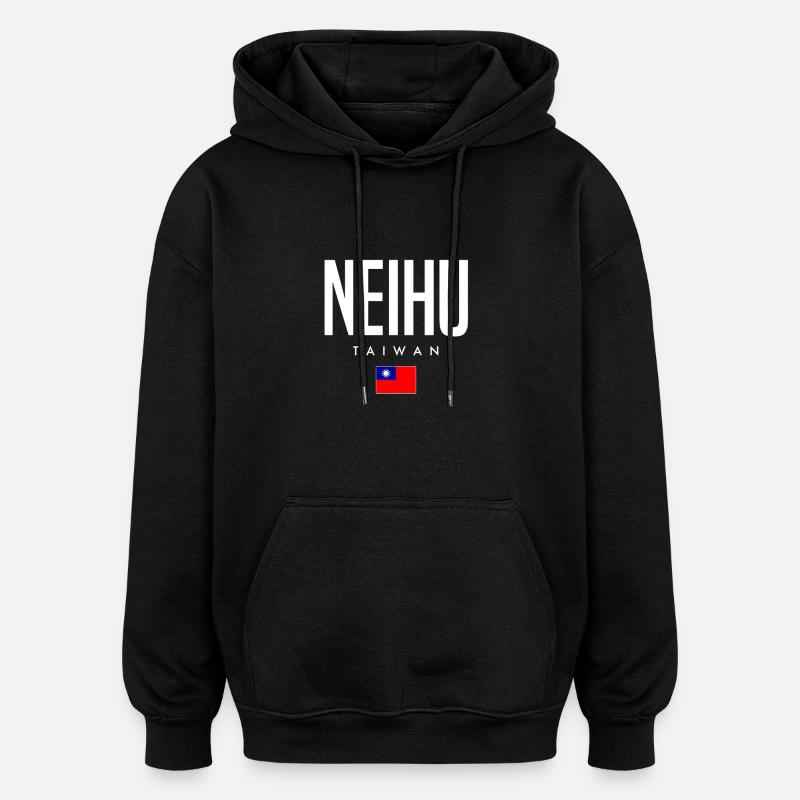 Neihu, Taïwan - Sweat à capuche oversize unisexe - noir