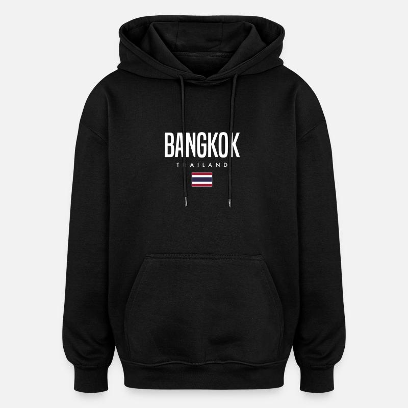 Bangkok, Thaïlande - Sweat à capuche oversize unisexe - noir