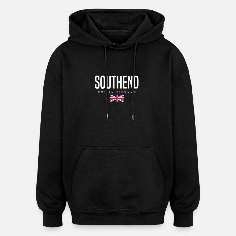 Southend, Angleterre, Royaume-Uni - Sweat à capuche oversize unisexe - noir