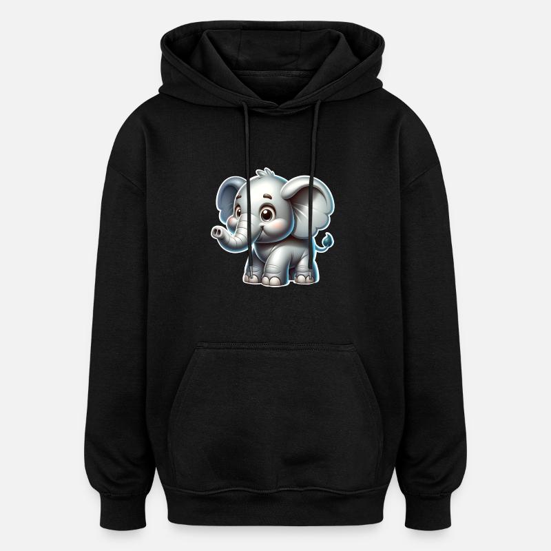 Elefant - Oversized Unisex Hoodie - Schwarz