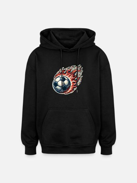 Soccer Flames Ball - Oversized Unisex Hoodie - black