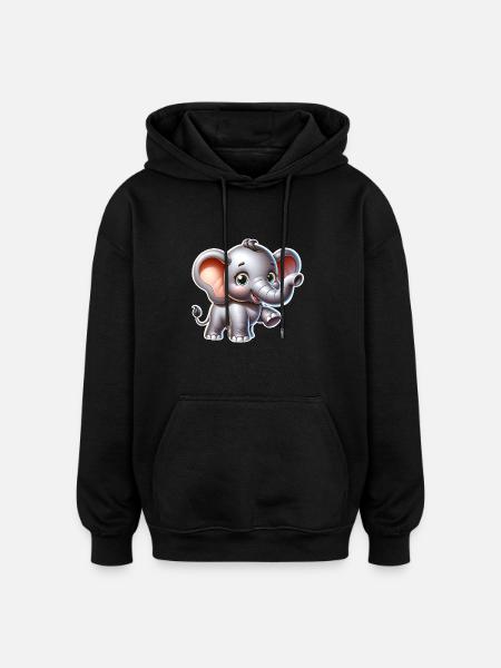 Elephant - Oversized Unisex Hoodie - black