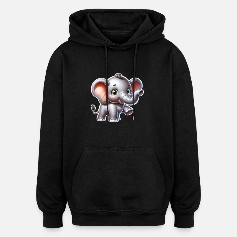 Éléphant - Sweat à capuche oversize unisexe - noir