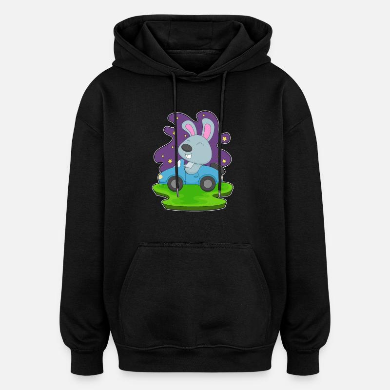 Voiture Lapin - Sweat à capuche oversize unisexe - noir