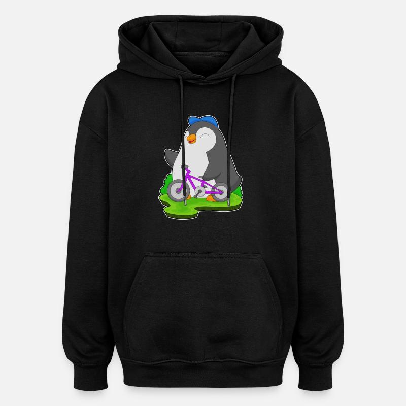 Vélo pingouin - Sweat à capuche oversize unisexe - noir