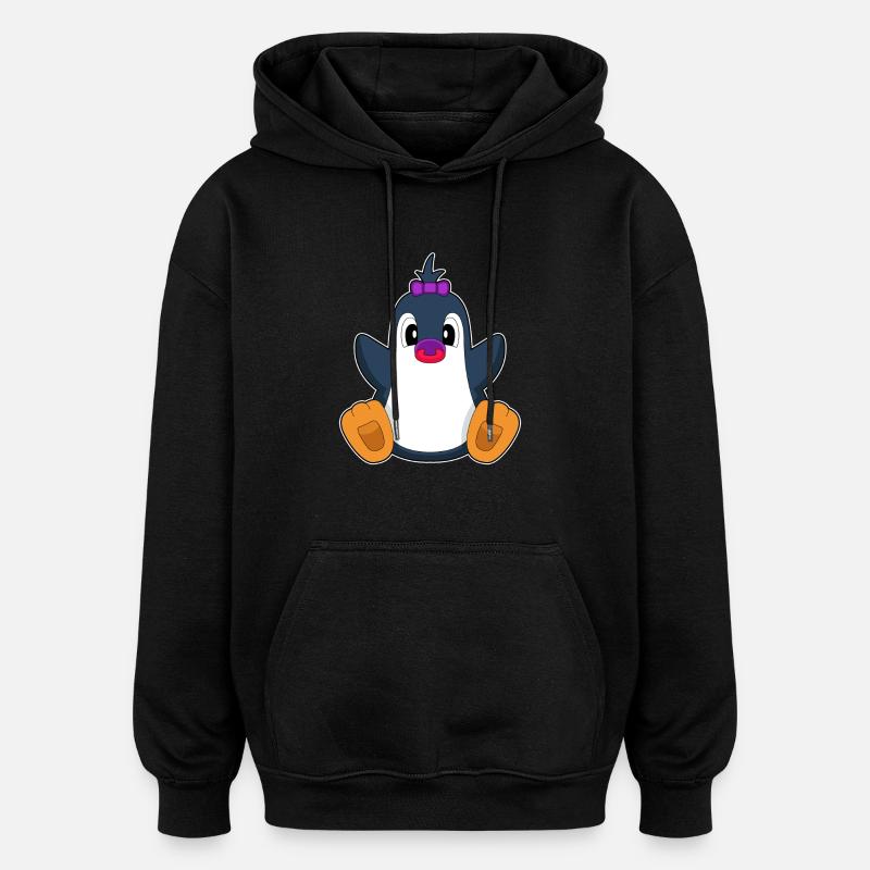 Penguin Baby Pacifier - Oversized Unisex Hoodie - black