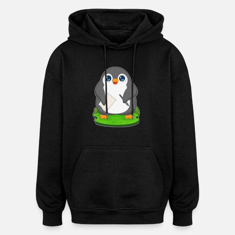 Penguin Pen Paper - Oversized Unisex Hoodie - black
