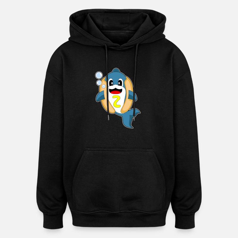 Hot-dog Dolphin - Sweat à capuche oversize unisexe - noir