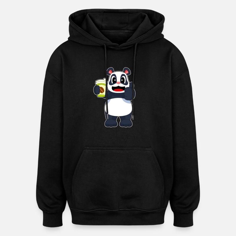 Panda Coffee to go - Oversized Unisex Hoodie - black