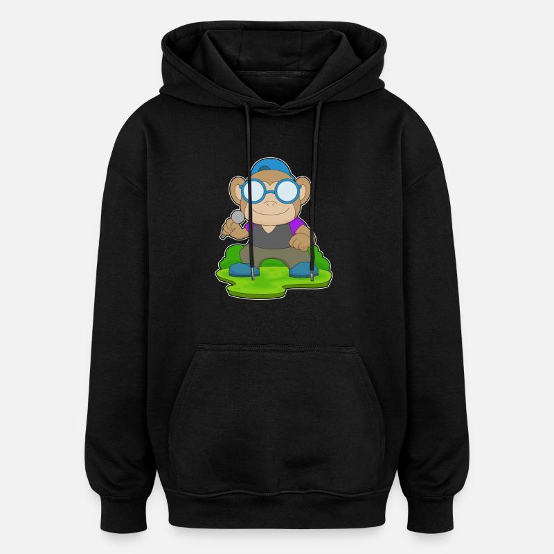 Monkey Singer Microphone Music - Oversized Unisex Hoodie - black
