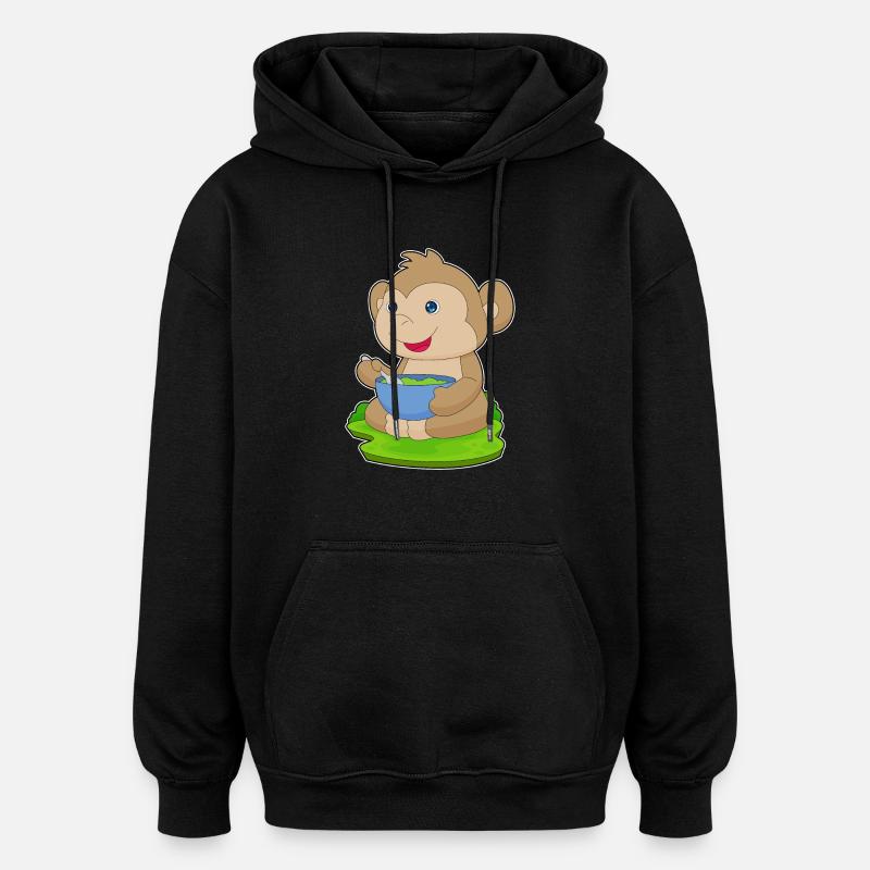Monkey Bowl Nourriture - Sweat à capuche oversize unisexe - noir