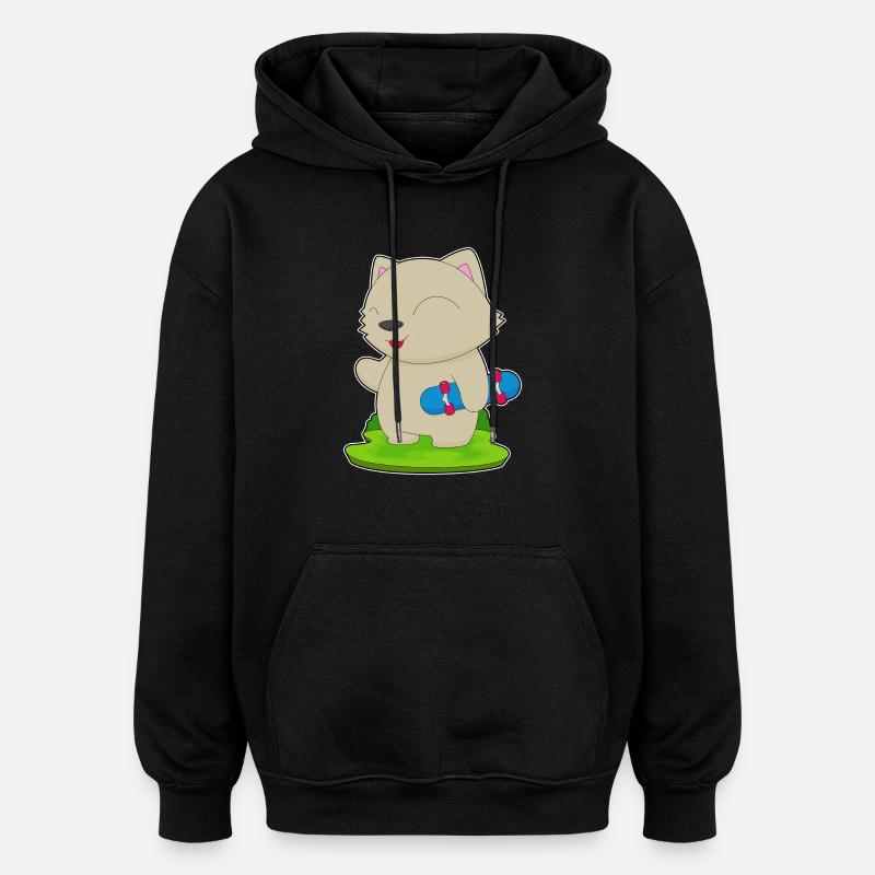 Chat Skater Skateboard - Sweat à capuche oversize unisexe - noir