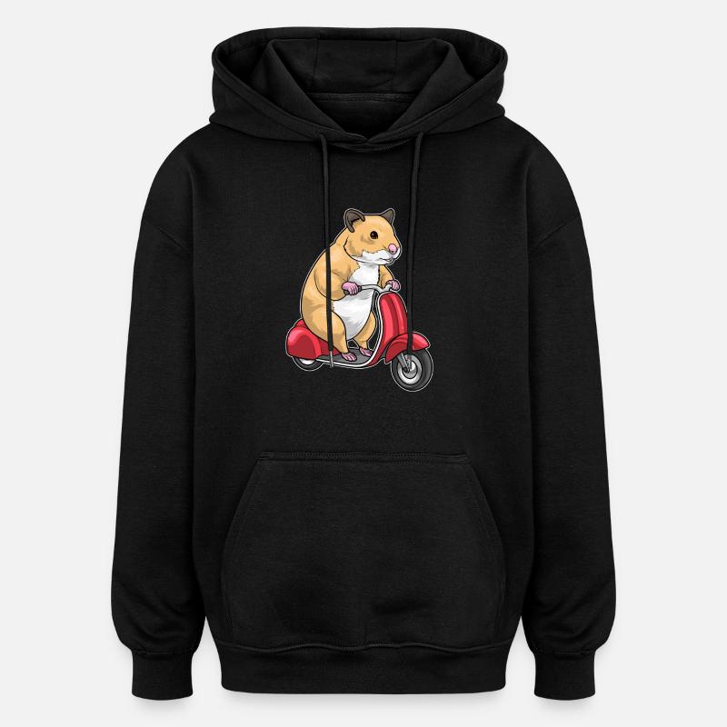 Hamster Motorroller - Oversized Unisex Hoodie - Schwarz