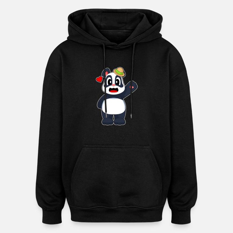 Panda Hut - Oversized Unisex Hoodie - Schwarz