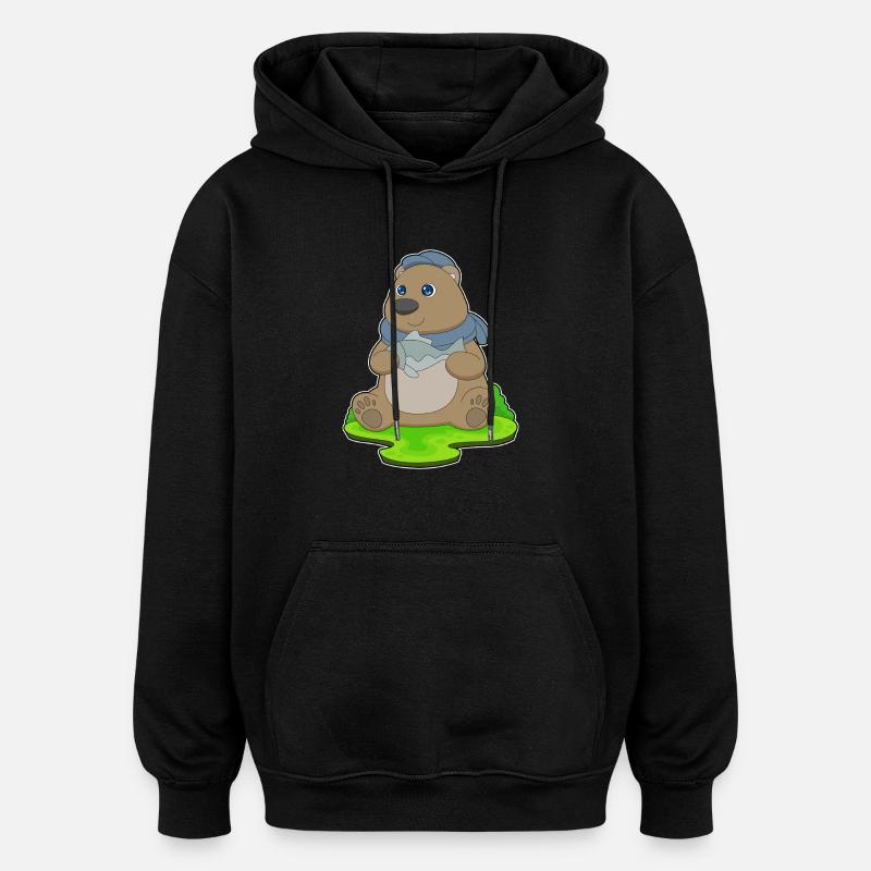 Bear Fish - Oversized Unisex Hoodie - black
