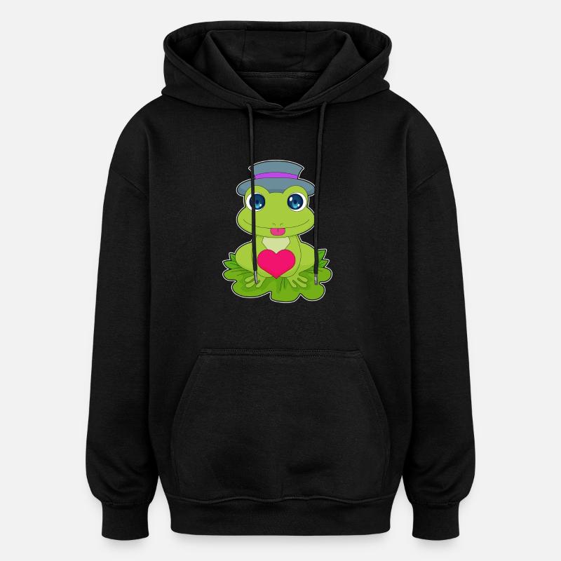 Coeur de grenouille - Sweat à capuche oversize unisexe - noir