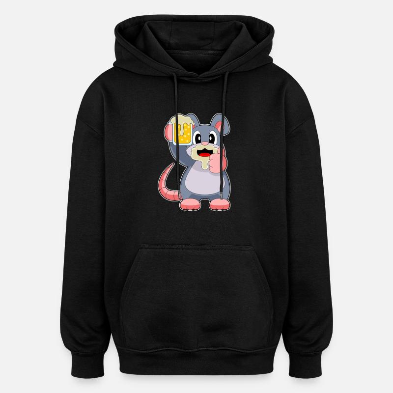 Bière Souris - Sweat à capuche oversize unisexe - noir