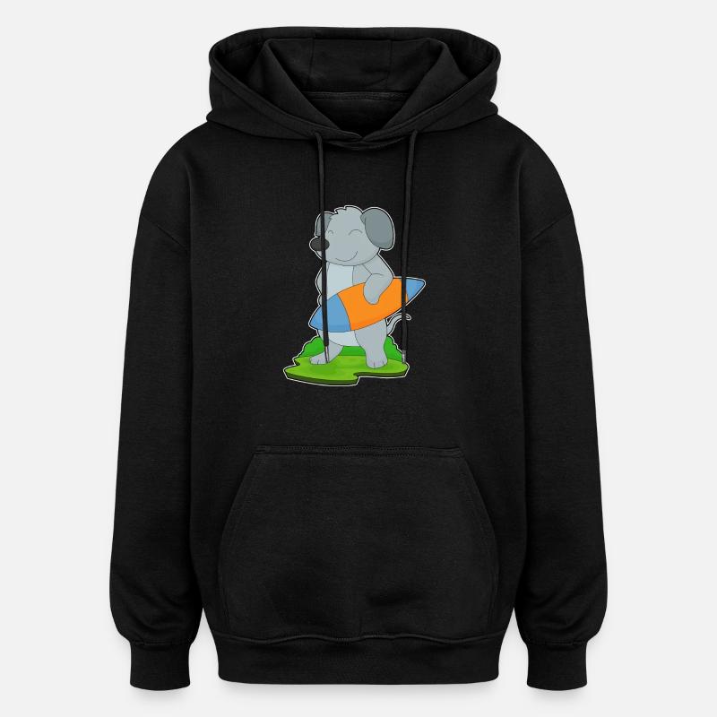 Dog Surfer Surfboard - Oversized Unisex Hoodie - black